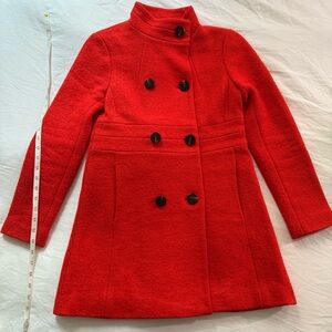 Ann Taylor Red Orange Double-Breasted Wool Coat